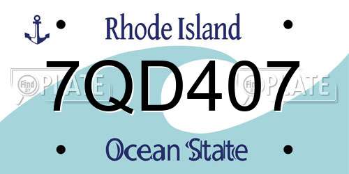 7QD407 Rhode Island License Plate