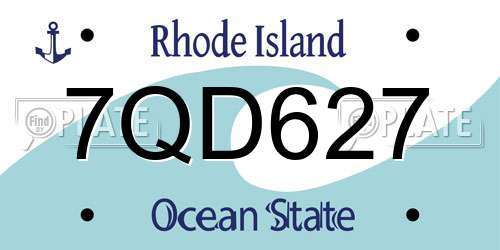 7QD627 Rhode Island License Plate
