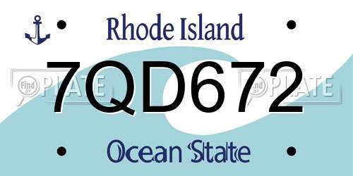 7QD672 Rhode Island License Plate