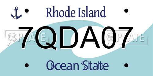 7QDA07 Rhode Island License Plate