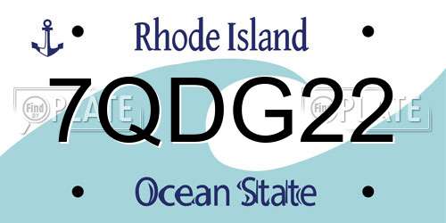 7QDG22 Rhode Island License Plate