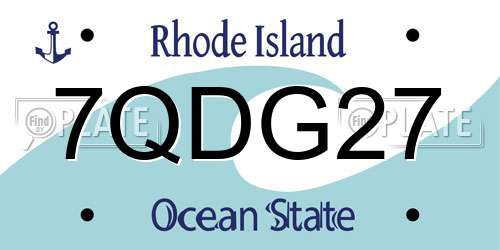 7QDG27 Rhode Island License Plate