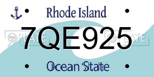 7QE925 Rhode Island License Plate