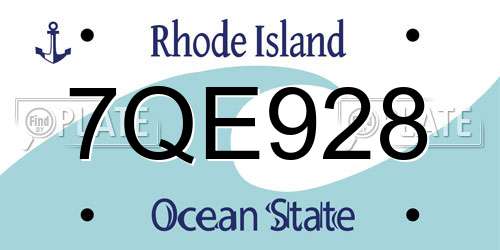 7QE928 Rhode Island License Plate