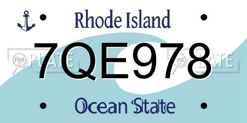 7QE978 Rhode Island License Plate