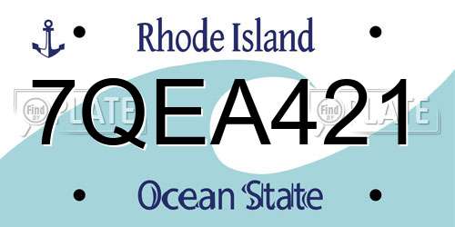 7QEA421 Rhode Island License Plate