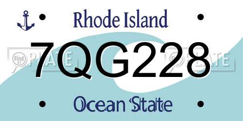 7QG228 Rhode Island License Plate