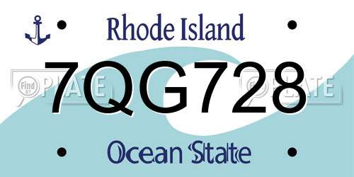 7QG728 Rhode Island License Plate