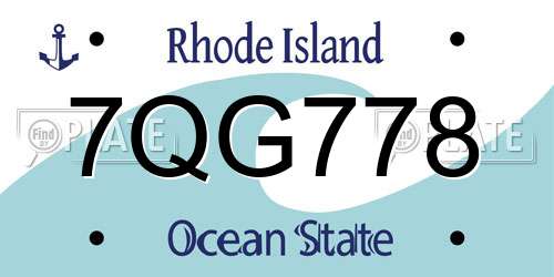 7QG778 Rhode Island License Plate