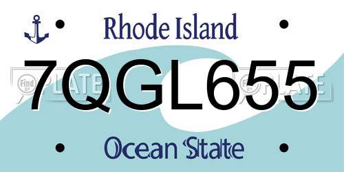7QGL655 Rhode Island License Plate