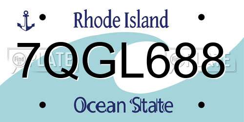 7QGL688 Rhode Island License Plate