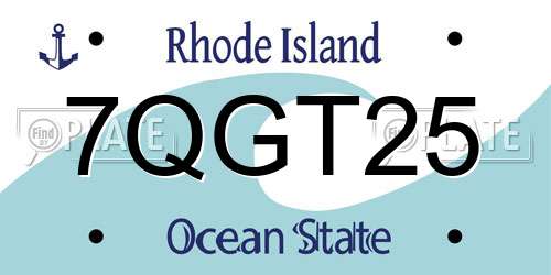 7QGT25 Rhode Island License Plate