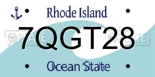 7QGT28 Rhode Island License Plate