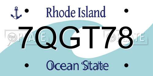 7QGT78 Rhode Island License Plate