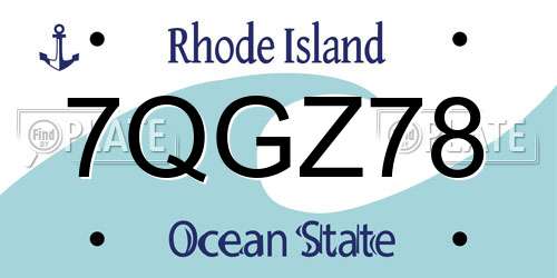 7QGZ78 Rhode Island License Plate