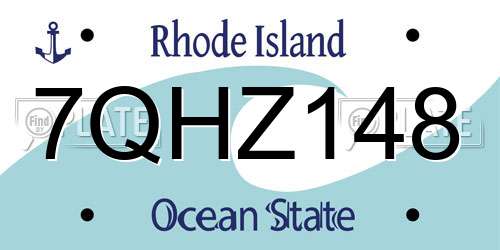 7QHZ148 Rhode Island License Plate