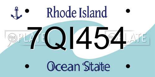 7QI454 Rhode Island License Plate