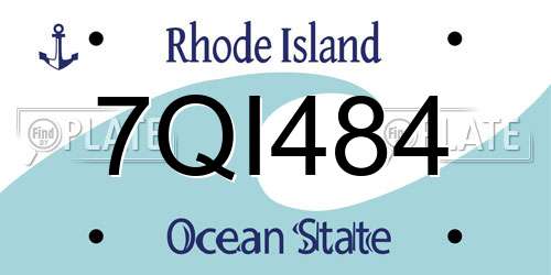 7QI484 Rhode Island License Plate