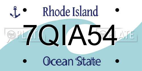 7QIA54 Rhode Island License Plate