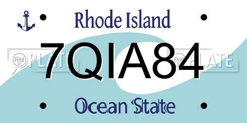 7QIA84 Rhode Island License Plate