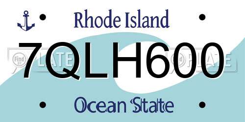 7QLH600 Rhode Island License Plate