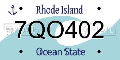 7QO402 Rhode Island License Plate