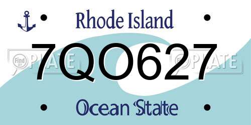 7QO627 Rhode Island License Plate