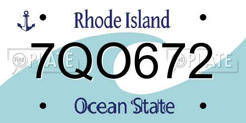 7QO672 Rhode Island License Plate