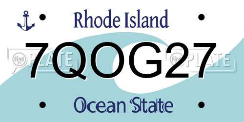 7QOG27 Rhode Island License Plate