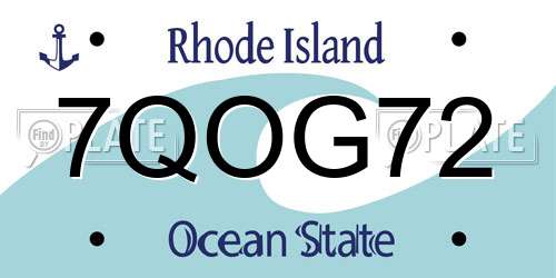7QOG72 Rhode Island License Plate