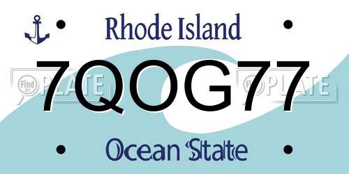 7QOG77 Rhode Island License Plate