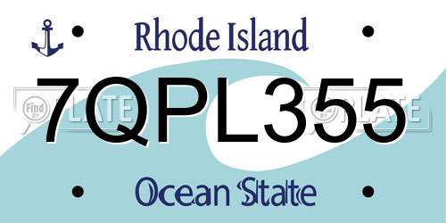 7QPL355 Rhode Island License Plate