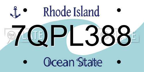 7QPL388 Rhode Island License Plate