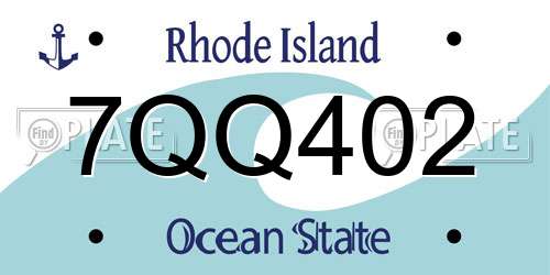 7QQ402 Rhode Island License Plate