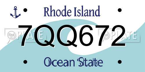 7QQ672 Rhode Island License Plate