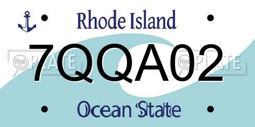 7QQA02 Rhode Island License Plate