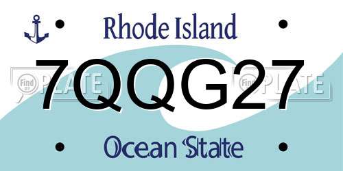 7QQG27 Rhode Island License Plate