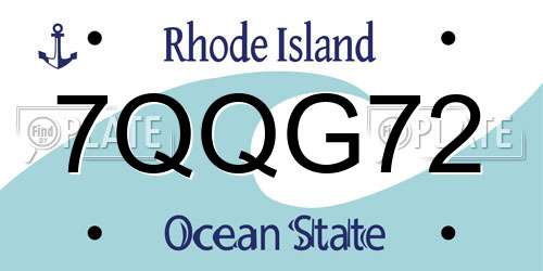 7QQG72 Rhode Island License Plate