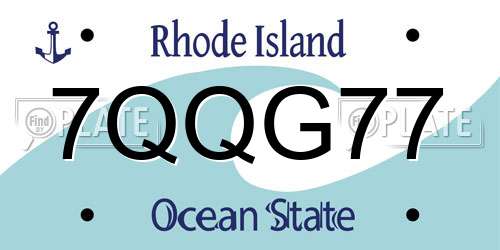 7QQG77 Rhode Island License Plate