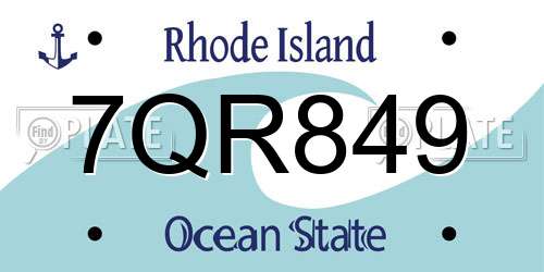 7QR849 Rhode Island License Plate
