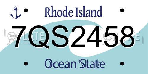 7QS2458 Rhode Island License Plate