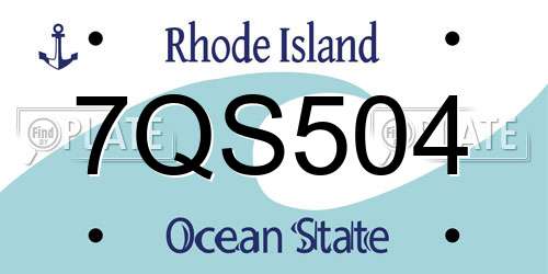 7QS504 Rhode Island License Plate
