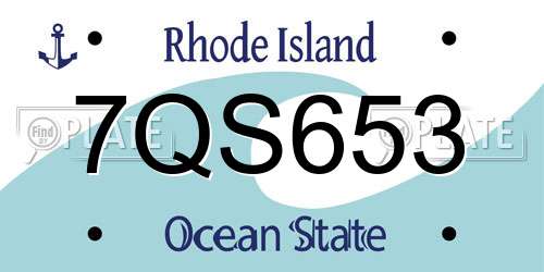 7QS653 Rhode Island License Plate
