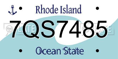 7QS7485 Rhode Island License Plate