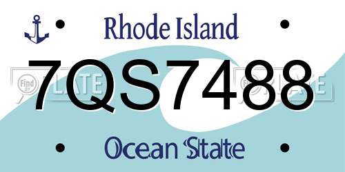 7QS7488 Rhode Island License Plate