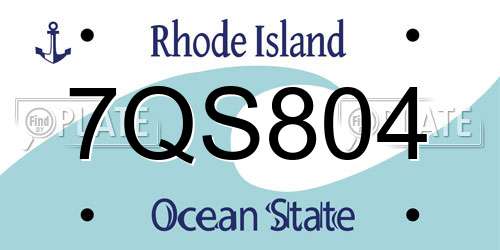 7QS804 Rhode Island License Plate