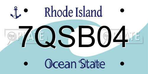 7QSB04 Rhode Island License Plate