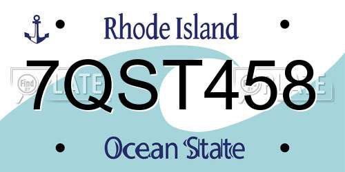 7QST458 Rhode Island License Plate