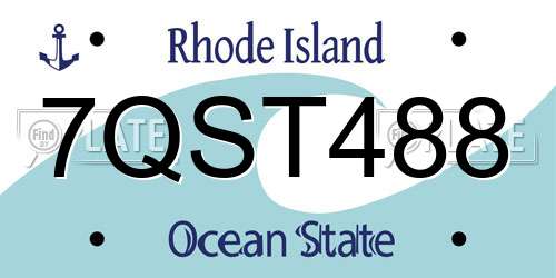 7QST488 Rhode Island License Plate
