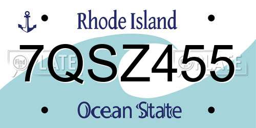 7QSZ455 Rhode Island License Plate